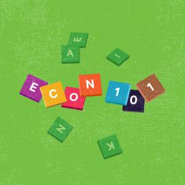 Bloques de colores deletrean la palabra "economía". Una representación vibrante del sujeto de una manera visualmente atractiva.