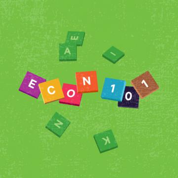 Bloques de colores deletrean la palabra "economía". Una representación vibrante del sujeto de una manera visualmente atractiva.