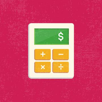 Icono de calculadora sobre fondo rosa.